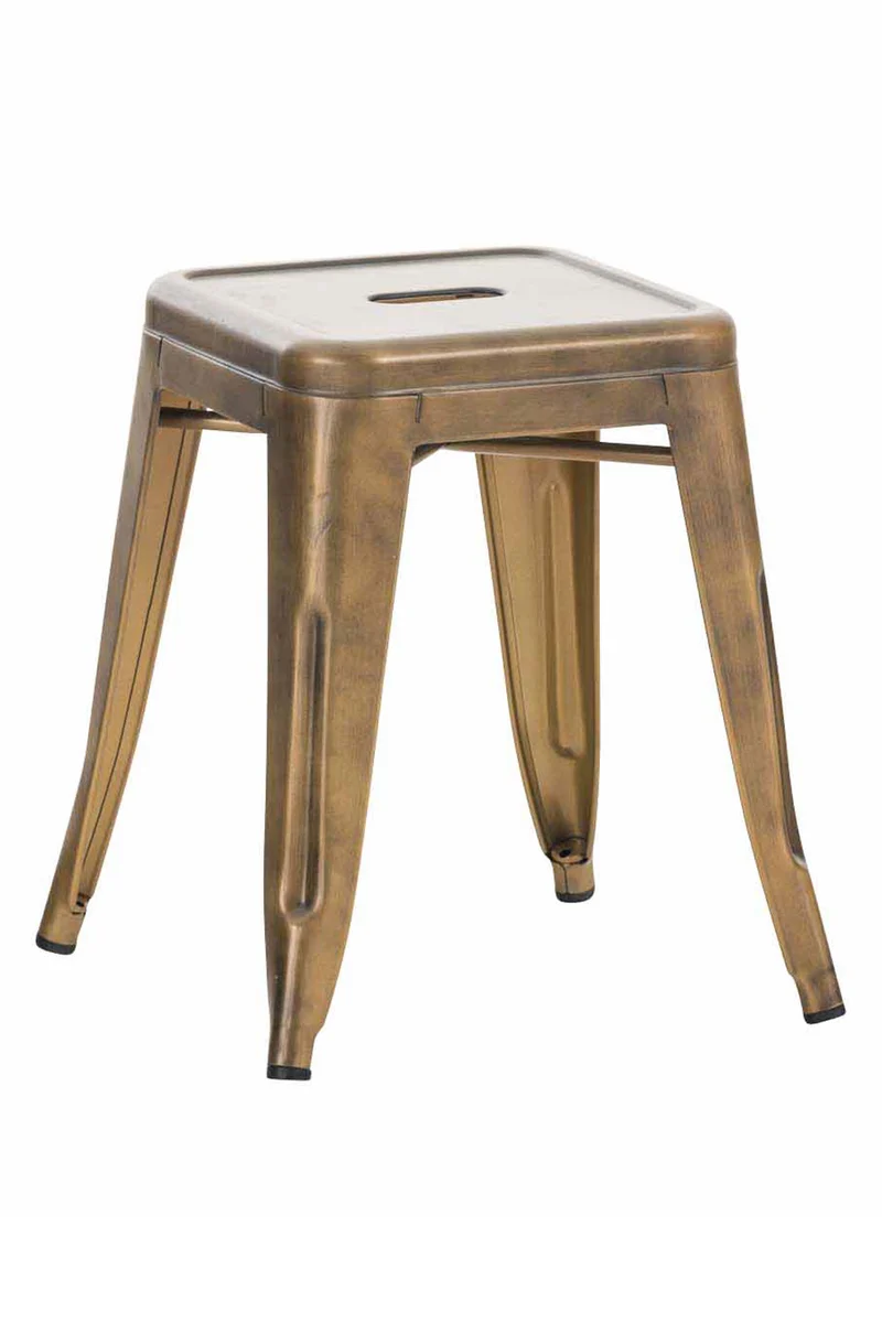 Tabouret bas hauteur 46 cm empilable design industriel en métal doré 10_0001141