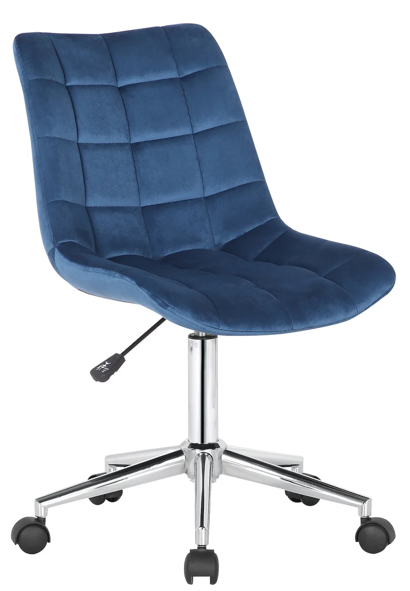 Chaise de bureau en velours bleu sur roulettes design moderne hauteur réglable BUR10593