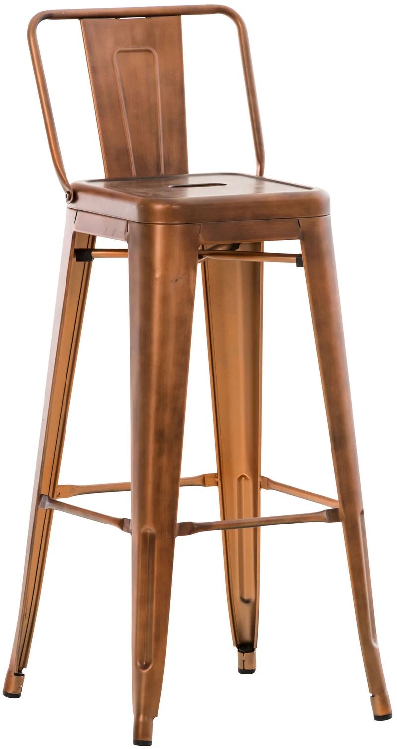 Tabouret de bar x1 design industriel avec dossier et repose-pieds en métal cuivre 10_0000711