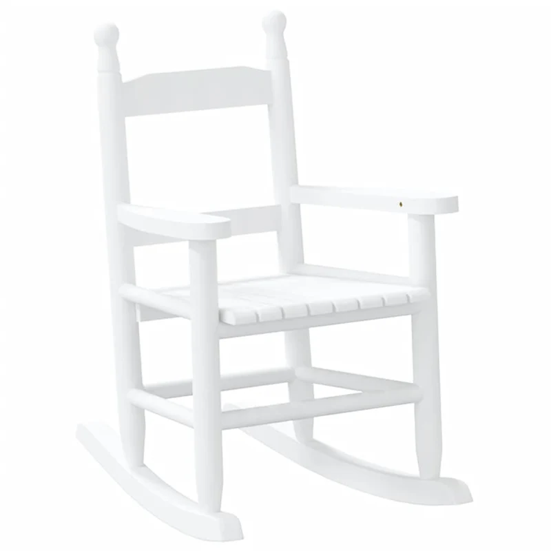 Fauteuil à bascule pour enfant 3-6 ans en bois de peuplier massif blanc DEC028929