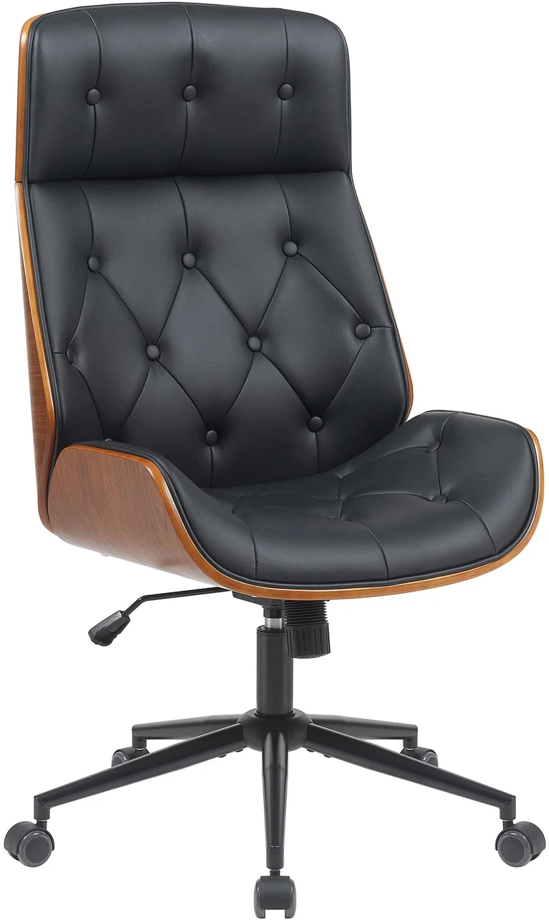 Chaise de bureau fauteuil de direction pivotant avec revêtement Chesterfield hauteur réglable en simili cuir noir 10_0006977