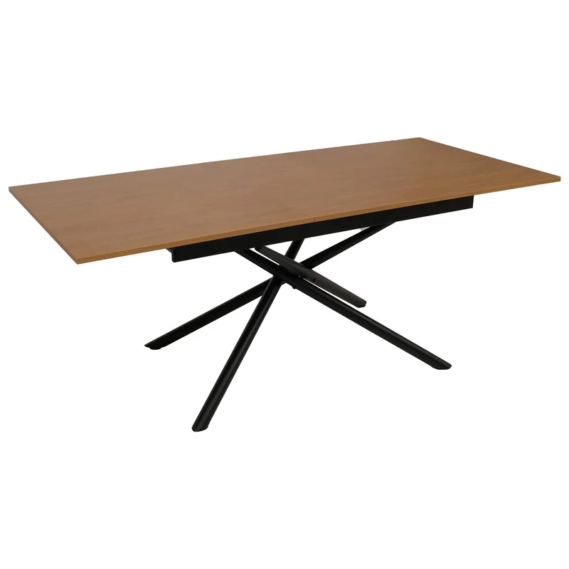 Table à manger extensible structure en fer et plateau MDF extensible 160–200 x 90 cm finition aspect noyer 04_0009289