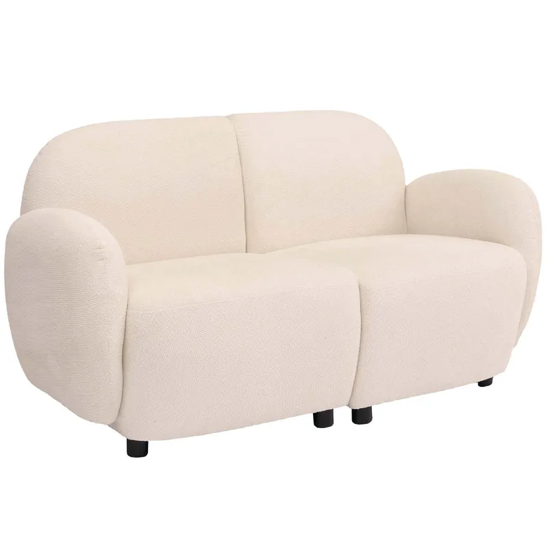 Canapé 2 places lounge avec accoudoirs design moderne formes arrondies 2 places en tissu chenille crème 04_0009023