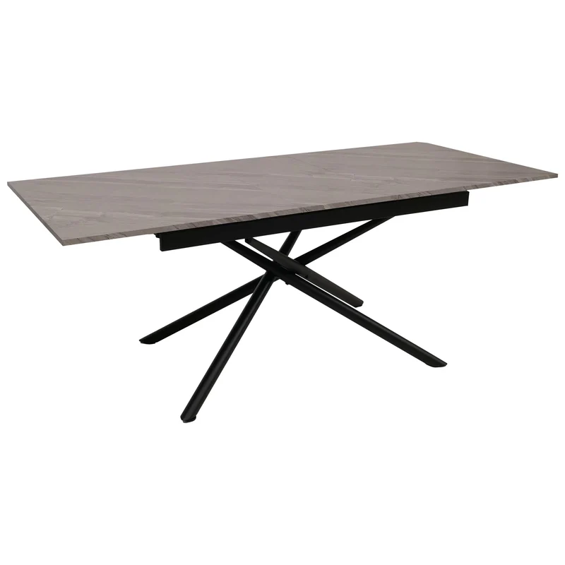 Table à manger extensible structure en fer et plateau MDF extensible 160–200 x 90 cm finition effet marbre gris 04_0009288