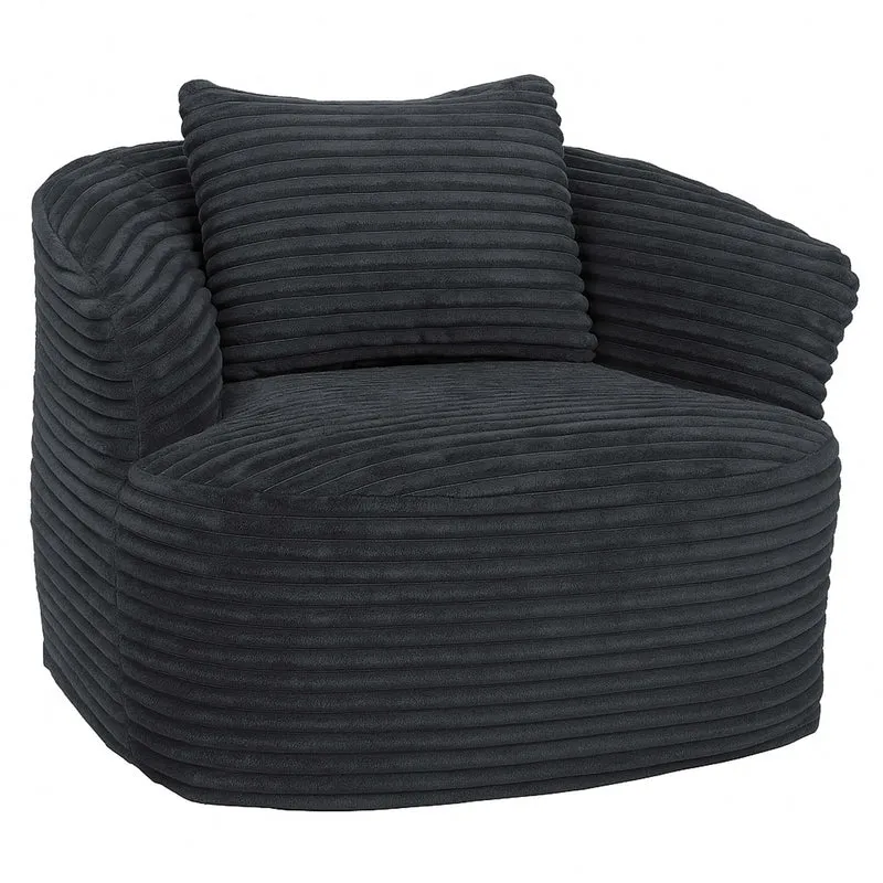Fauteuil lounge relax en velours côtelé gris foncé avec coussin fauteuil cocktail rembourré 04_0008968