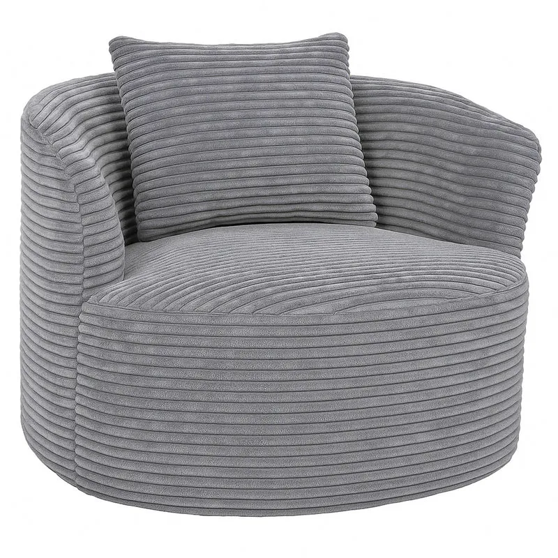 Fauteuil lounge relax en velours côtelé gris clair avec coussin fauteuil cocktail rembourré 04_0008969