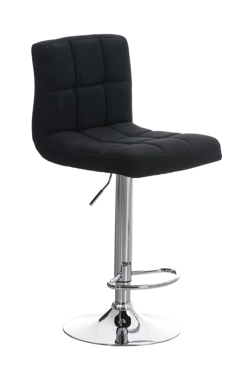 Tabouret de bar x1 avec repose-pieds hauteur réglable design moderne en tissu noir 10_0000055