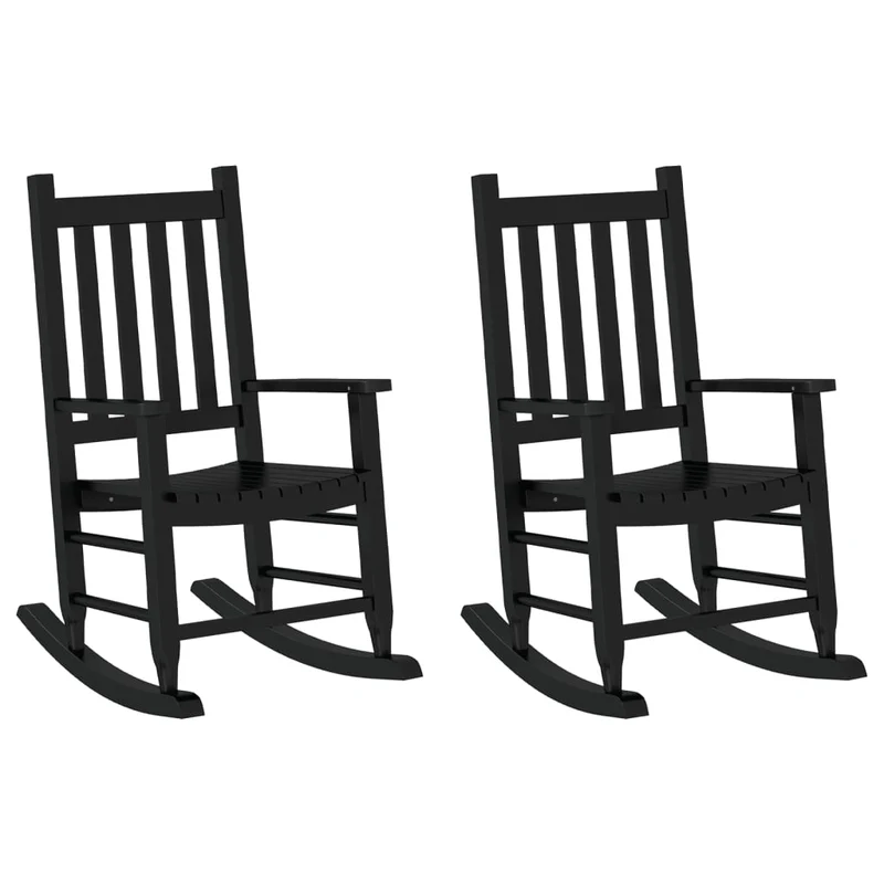 Lot de 2 chaises à bascule pour enfants 6-12 ans en bois de peuplier noir DEC029119
