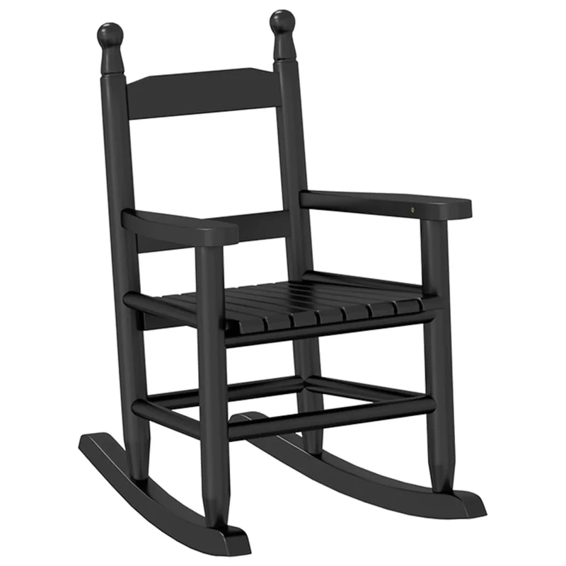 Chaise à bascule pour enfants 3-6 ans en bois de peuplier noir DEC028937
