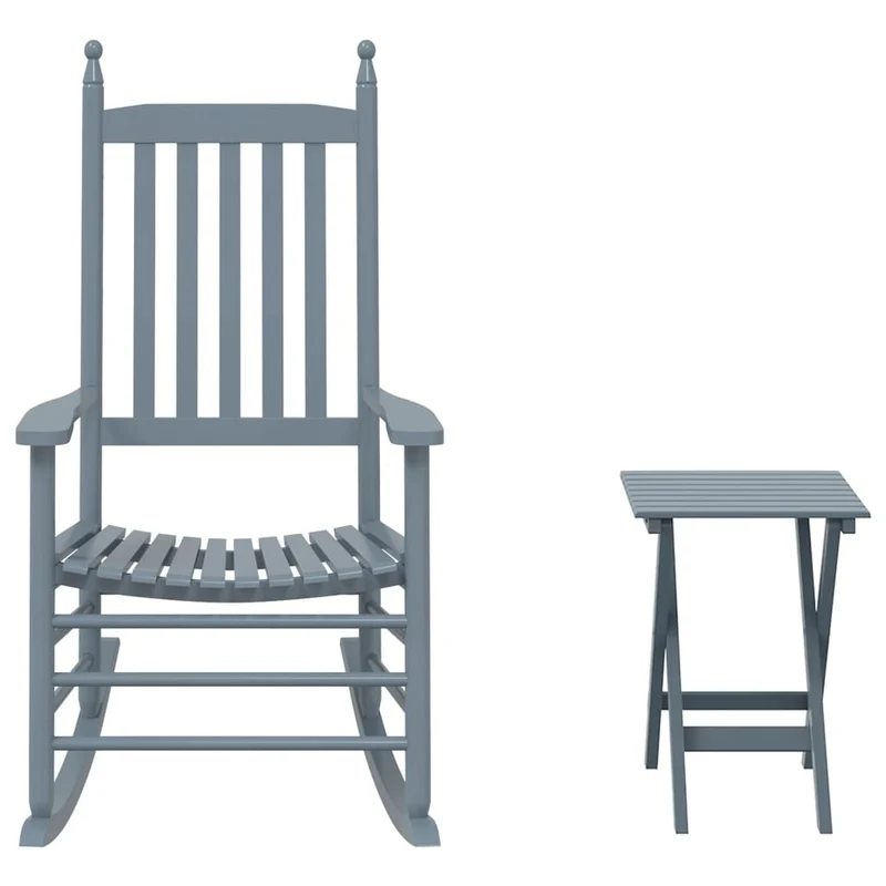 Fauteuil à bascule d'allaitement rembourré relax pour salon avec petite table pliable en bois de peuplier gris DEC028860