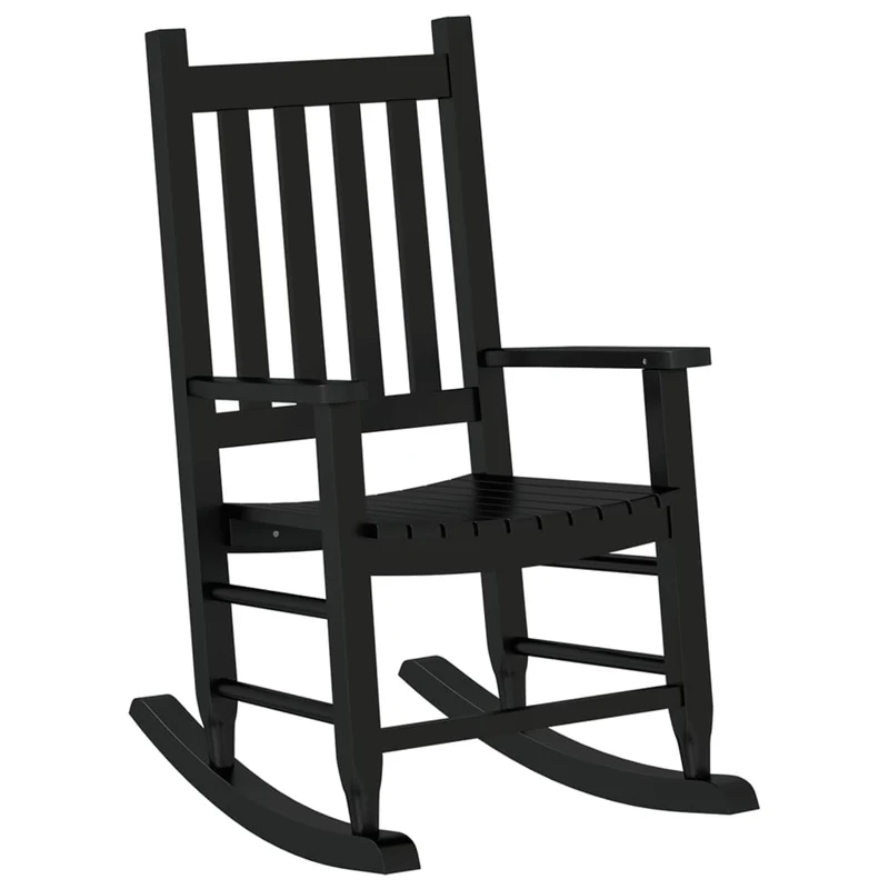 Chaise à bascule pour enfants 6-12 ans en bois de peuplier noir DEC028936