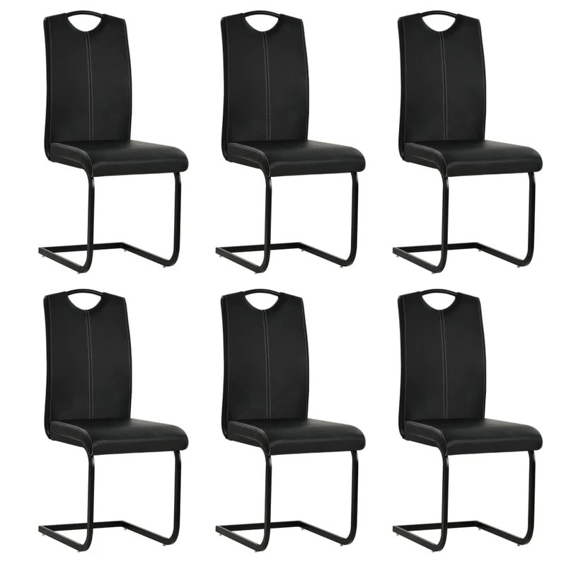 Lot de 6 chaises de salle à manger cuisine cantilever design élégant synthétique noir CDS022320