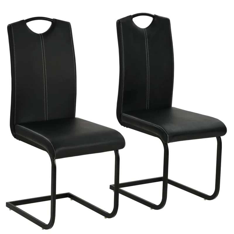 Lot de 2 chaises de salle à manger cuisine cantilever design contemporain synthétique noir CDS020374