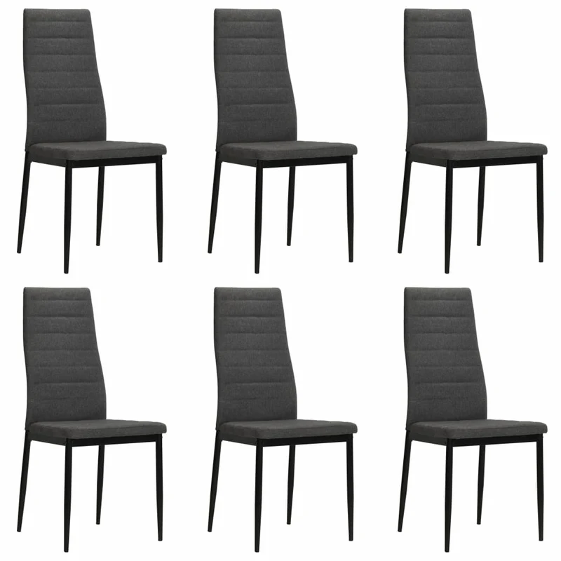 Lot de 6 chaises de salle à manger cuisine design contemporain tissu gris foncé CDS022444
