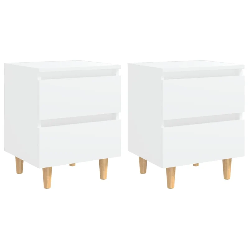 Lot de 2 tables de chevet avec tiroirs 40 x 35 x 50 cm bois d'ingénierie blanc DEC035957