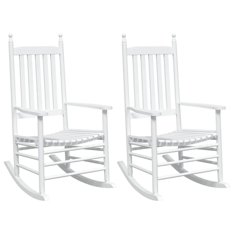 Lot de 2 chaises à bascule sièges incurvés en bois de sapin blanc DEC029134