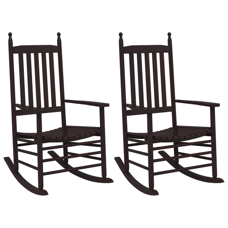 Lot de 2 chaises à bascule sièges incurvés en bois de peuplier marron DEC029136