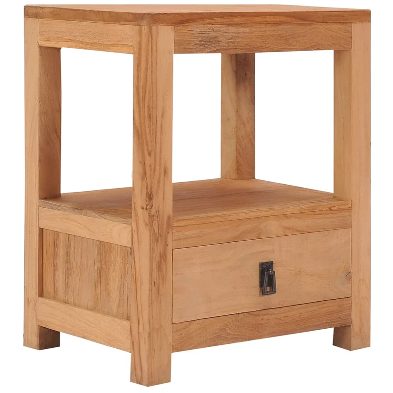 Table de chevet avec tiroir et étagère 40 x 30 x 50 cm bois de teck massif DEC032936