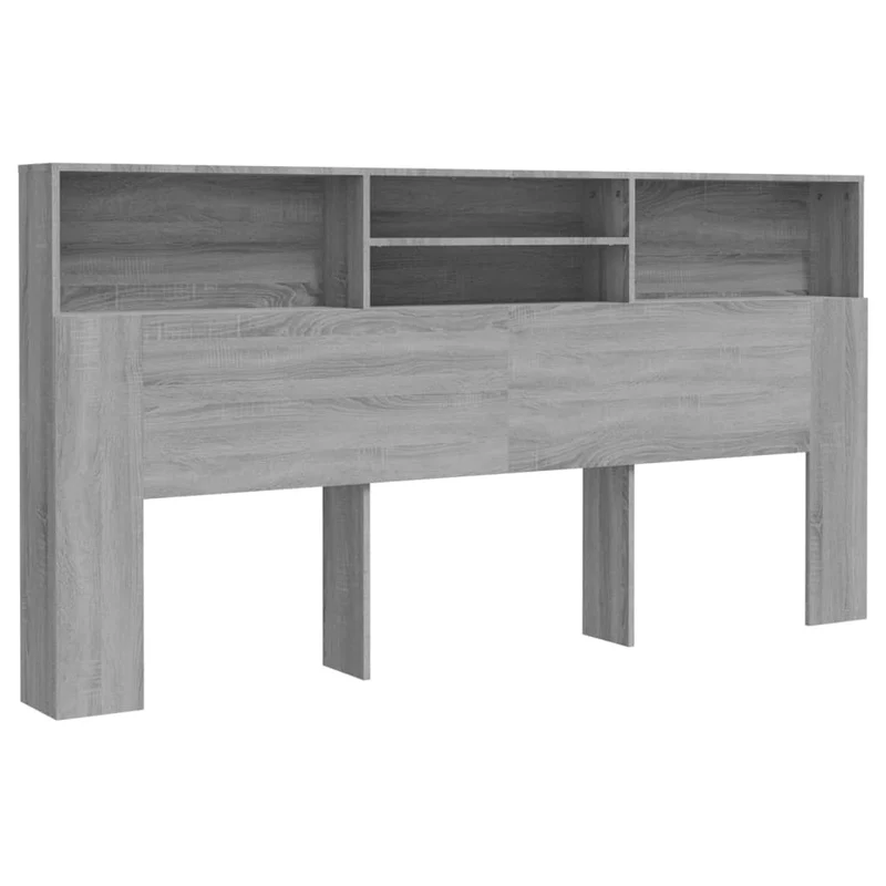 Tête de lit avec rangement accessoire de lit table de chevet étagère 200 x 19 x 103,5 cm MDF gris TDL0200003
