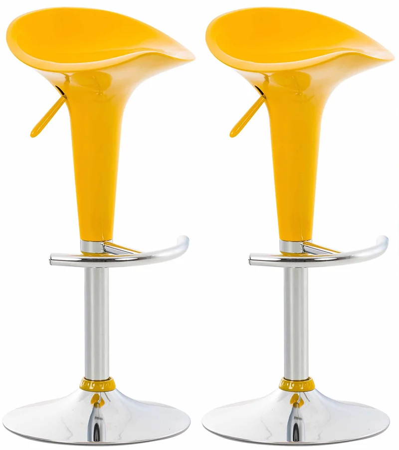 Lot de 2 tabourets de bar design jaune pivotant et hauteur réglable TDB10026
