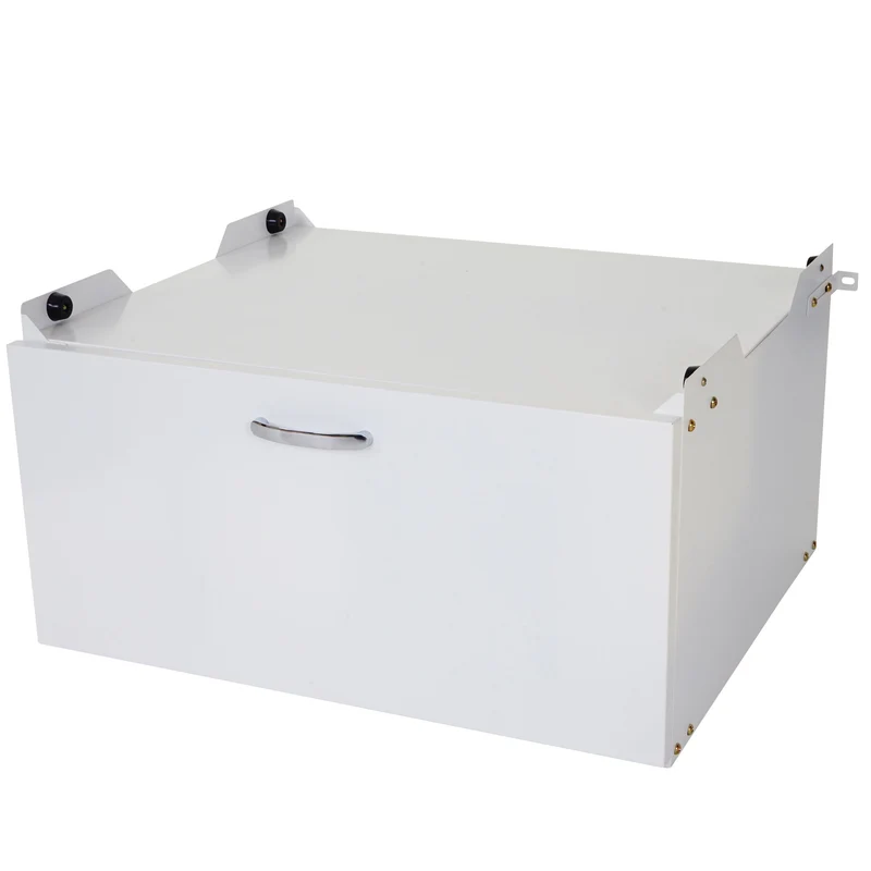 Meuble bas pour machine à laver avec tiroir 33 x 61 x 62 cm MDF et acier blanc 04_0007837