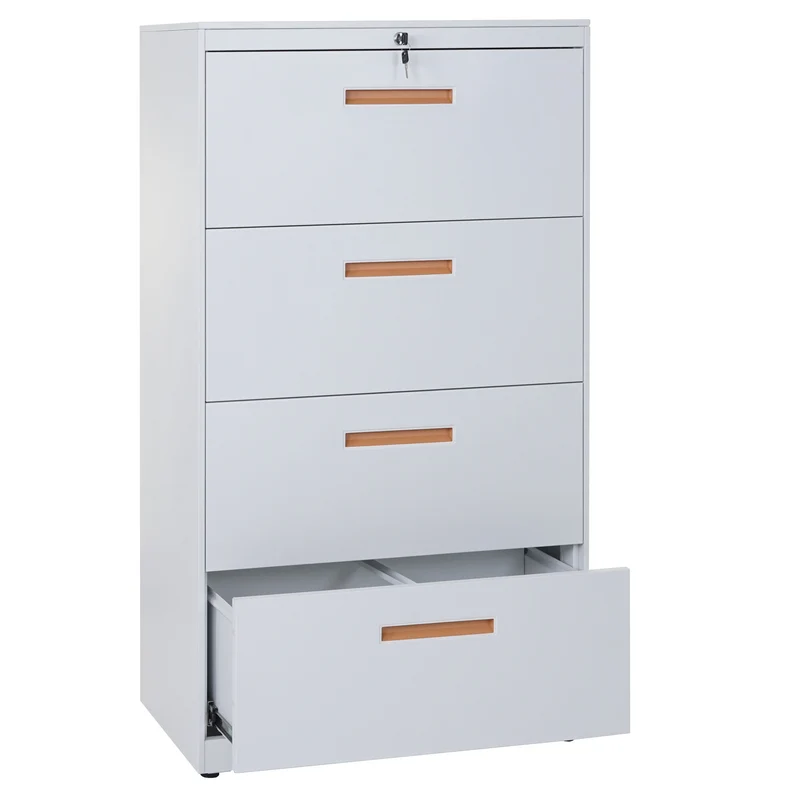 Armoire de bureau avec 4 tiroirs pour documents A4 132 x 76 x 46 cm sécurisée design épuré en acier gris 04_0011185