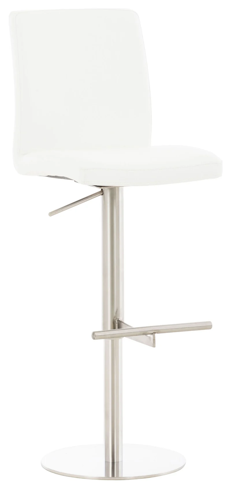 Tabouret de bar x1 réglable en hauteur et pivotant à 360° plateforme ronde en métal assise en PVC blanc 10_0004563