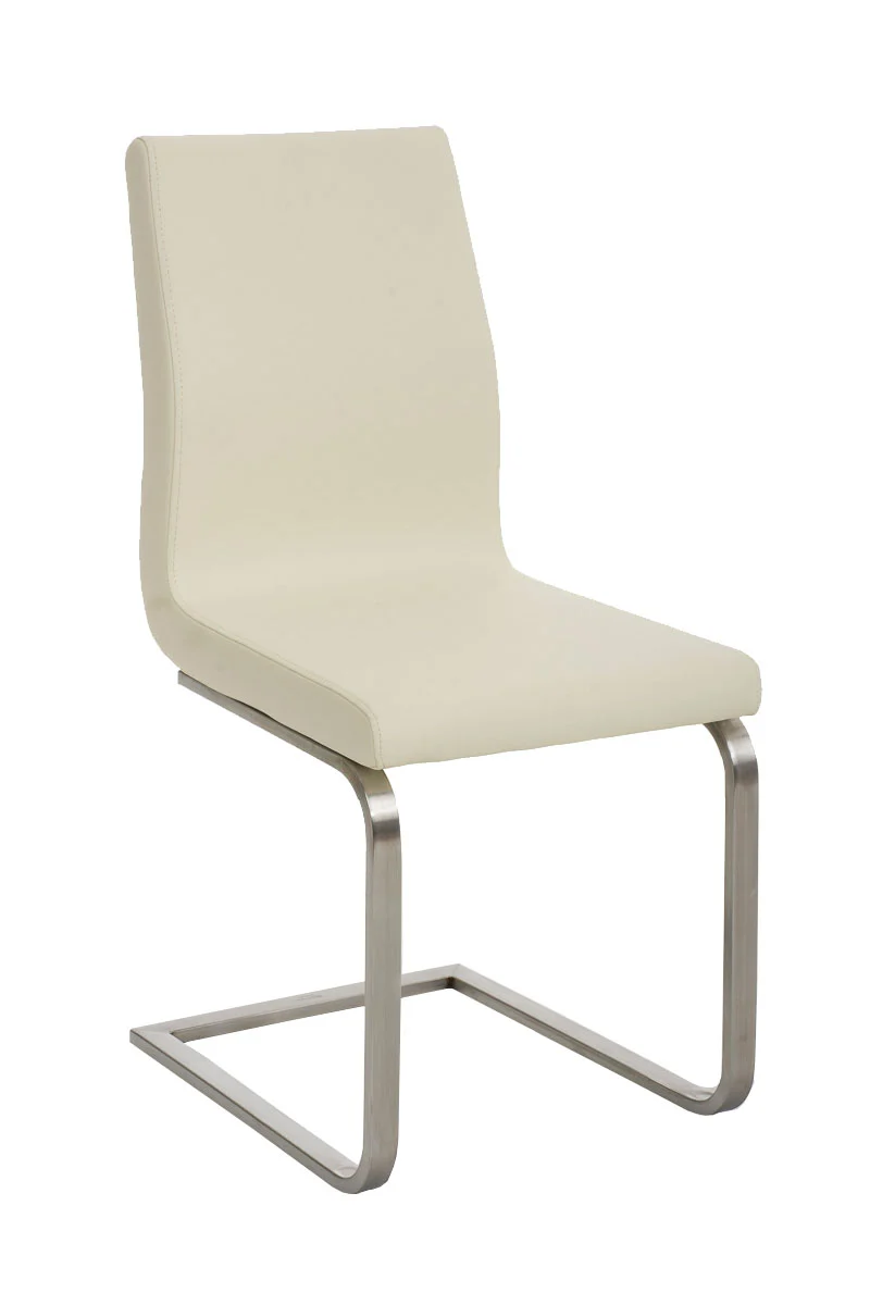 Chaise de salle à manger x1 design moderne en PVC crème support en acier inoxydable 10_0001990