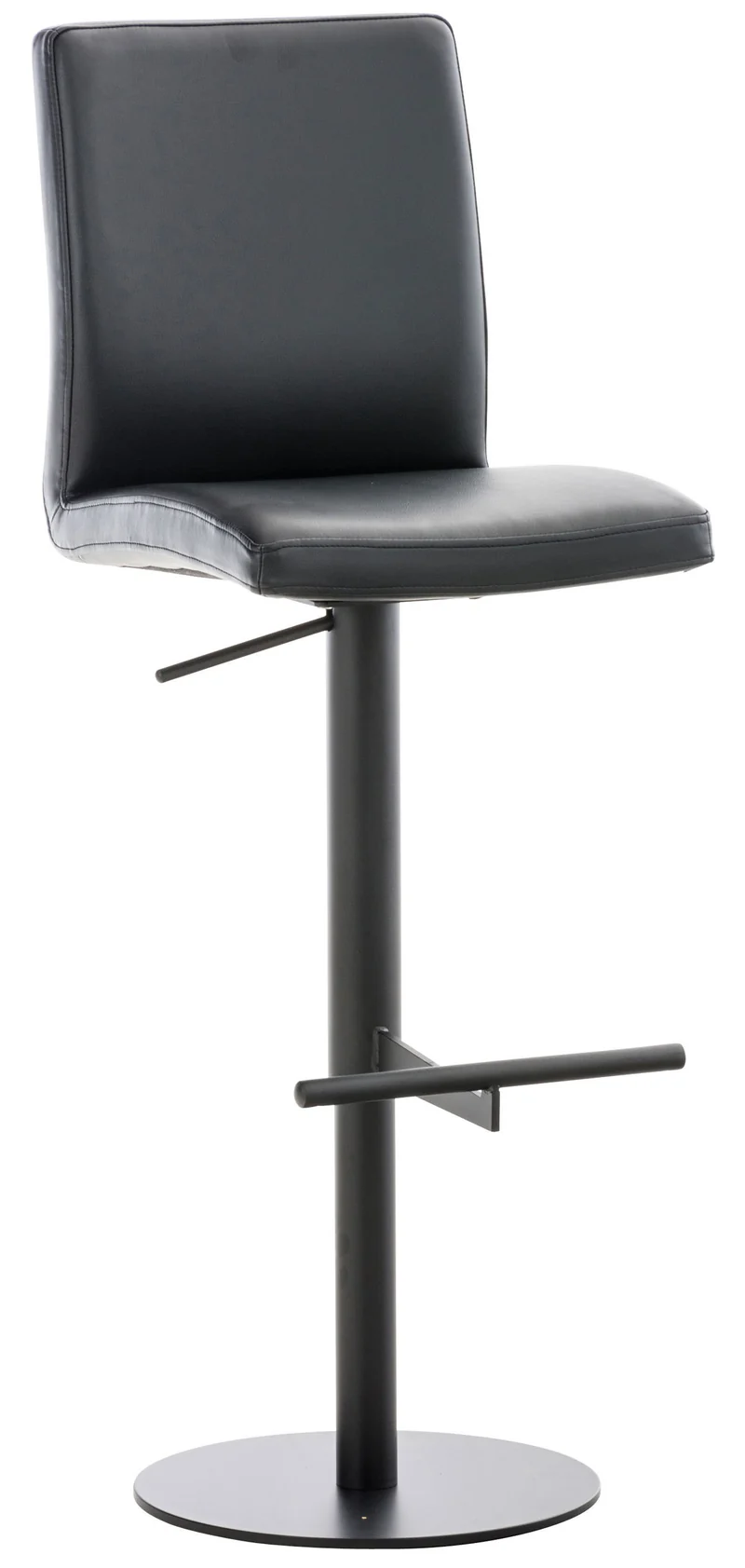 Tabouret de bar x1 réglable en hauteur et pivotant à 360° plateforme ronde en métal noir assise en PVC noir 10_0004566