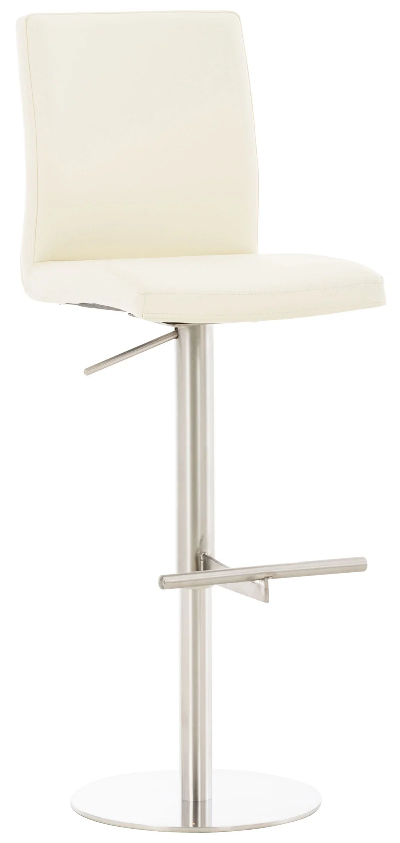 Tabouret de bar x1 réglable en hauteur et pivotant à 360° plateforme ronde en métal assise en PVC crème 10_0004562