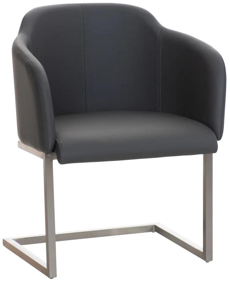 Chaise de salle à manger fauteuil visiteur design moderne en PVC gris et acier inoxydable 10_0001916