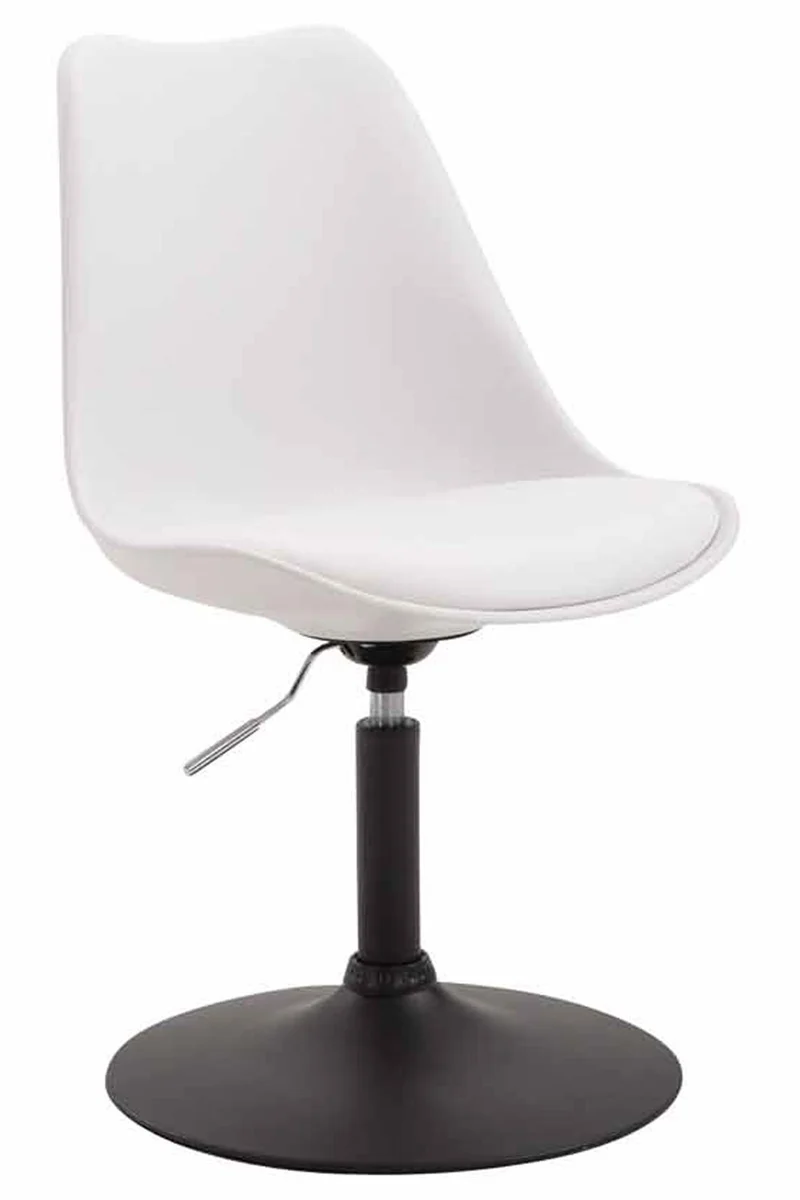Chaise de salle à manger x1 pivotante hauteur réglable en plastique blanc et pied trompette en métal noir 10_0003766