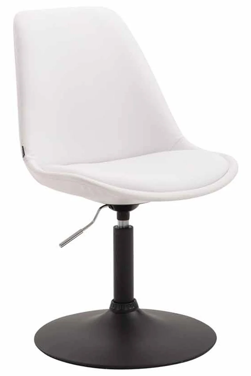 Chaise de salle à manger x1 pivotante hauteur réglable en PVC blanc et pied trompette en métal noir 10_0003761