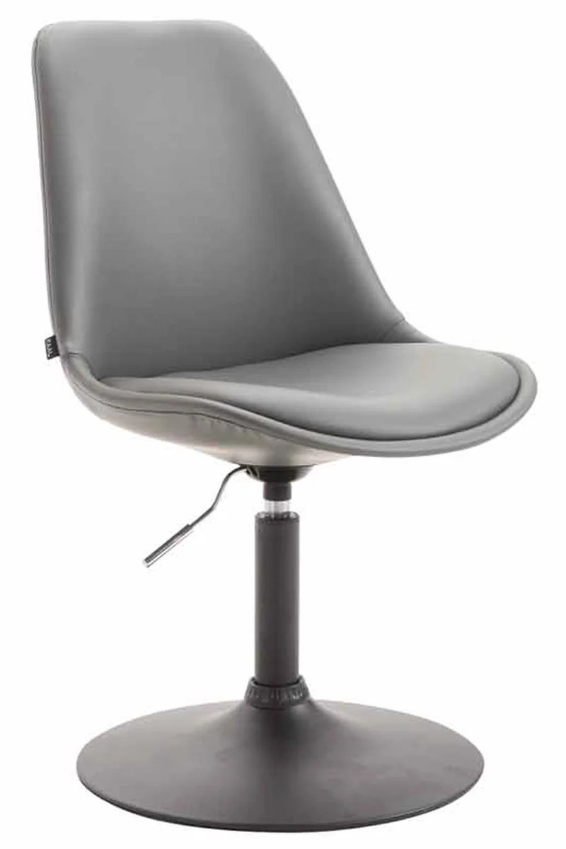 Chaise de salle à manger x1 pivotante hauteur réglable en PVC gris et pied trompette en métal noir 10_0003759