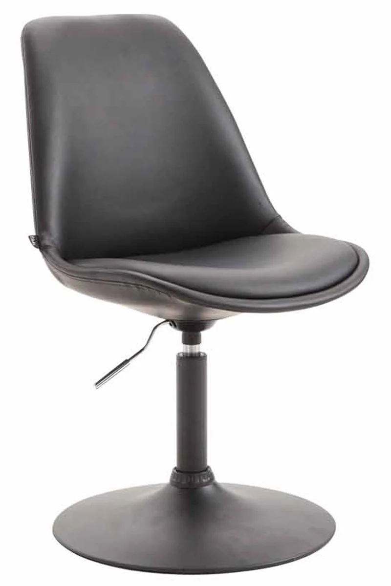 Chaise de salle à manger x1 pivotante hauteur réglable en PVC noir et pied trompette en métal noir 10_0003760