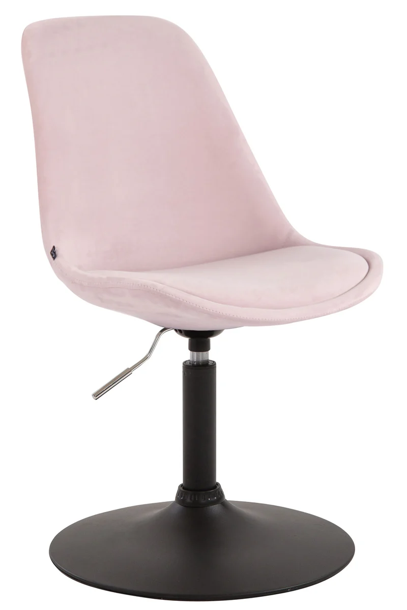 Chaise de salle à manger x1 pivotante hauteur réglable en velours rose et pied trompette en métal noir 10_0003501