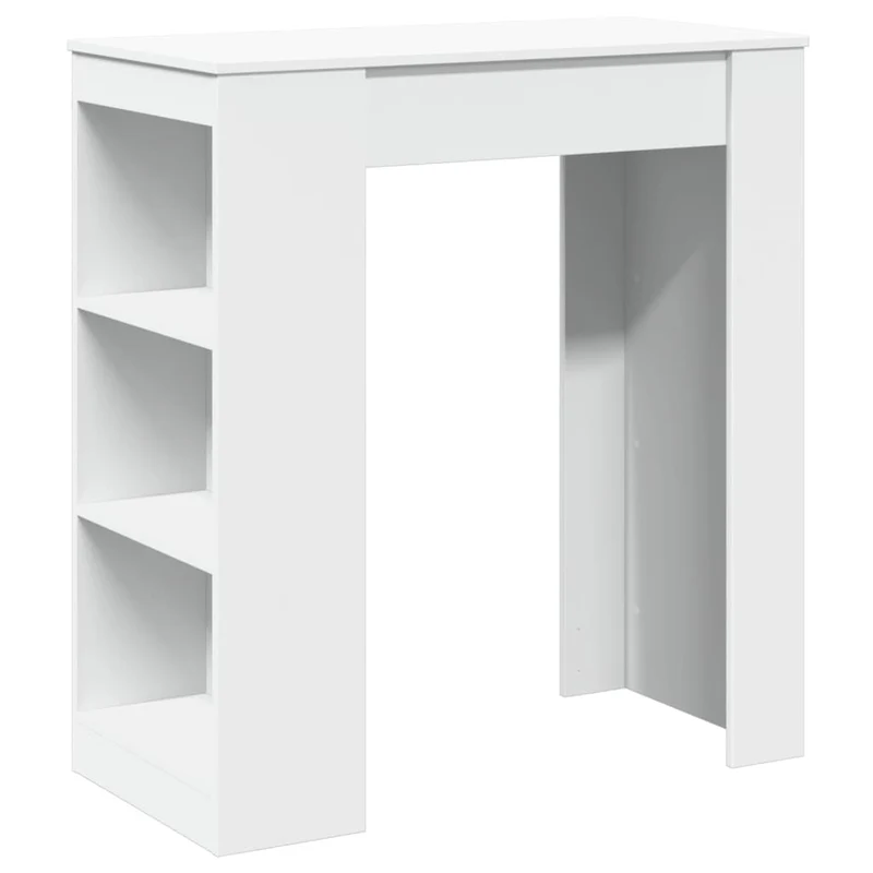 Table d’appoint multifonction avec étagères en bois d'ingénierie blanc DEC036358