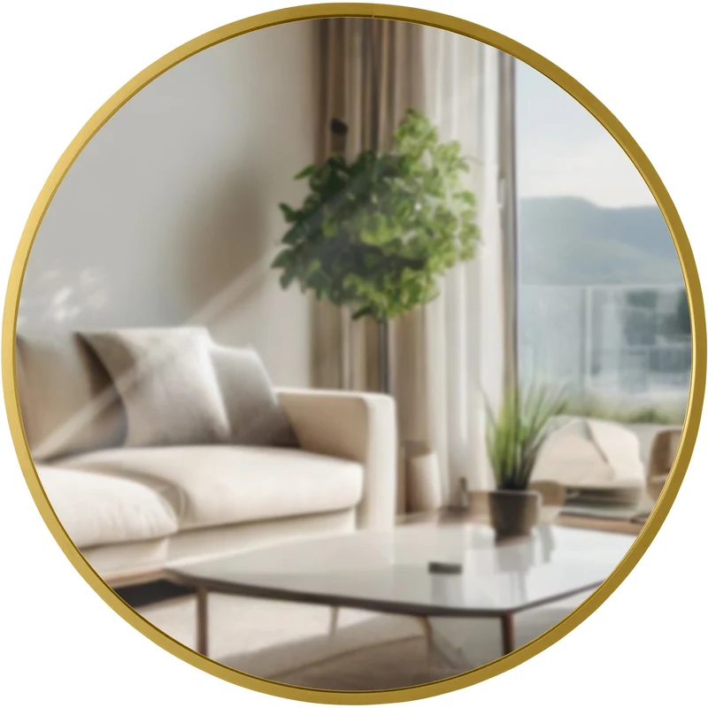 Miroir mural rond en métal doré diamètre 45 cm 10_0008598