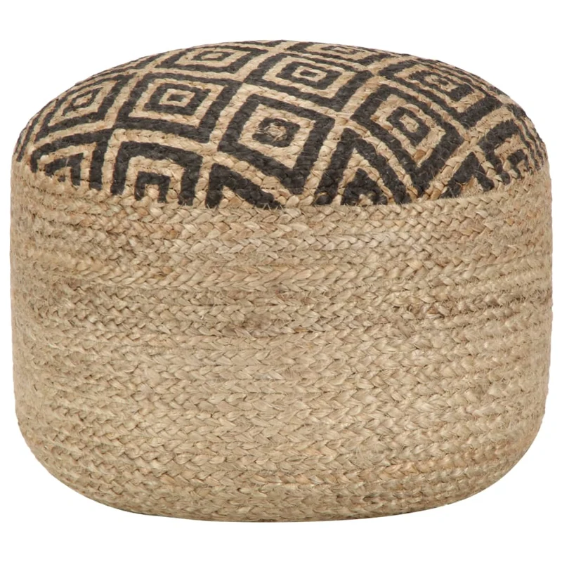 Pouf tabouret repose-pied en cordes de jute tressées à la main 45 x 30 cm jute noir DEC030009