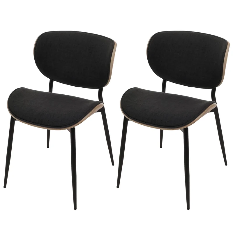 Lot de 2 chaises de salle à manger contemporain et intemporel bois cintré naturel tissu gris foncé 04_0009499