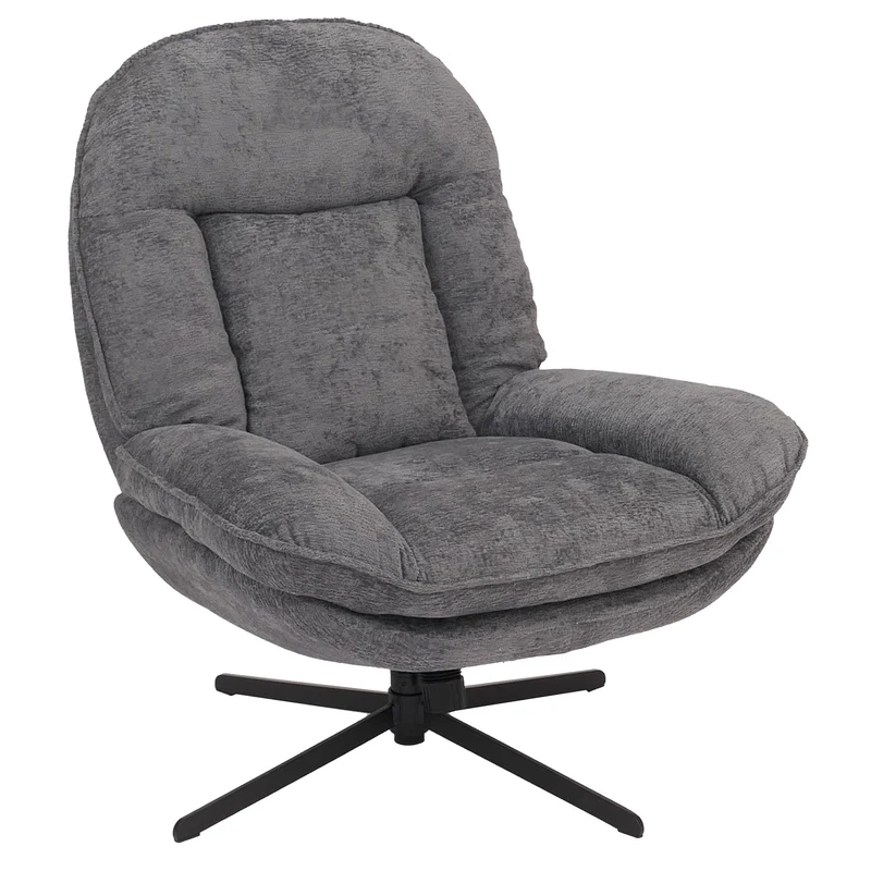 Fauteuil relax TV design moderne et confort fonction de bascule pivotant en métal et tissu chenille gris 04_0009031