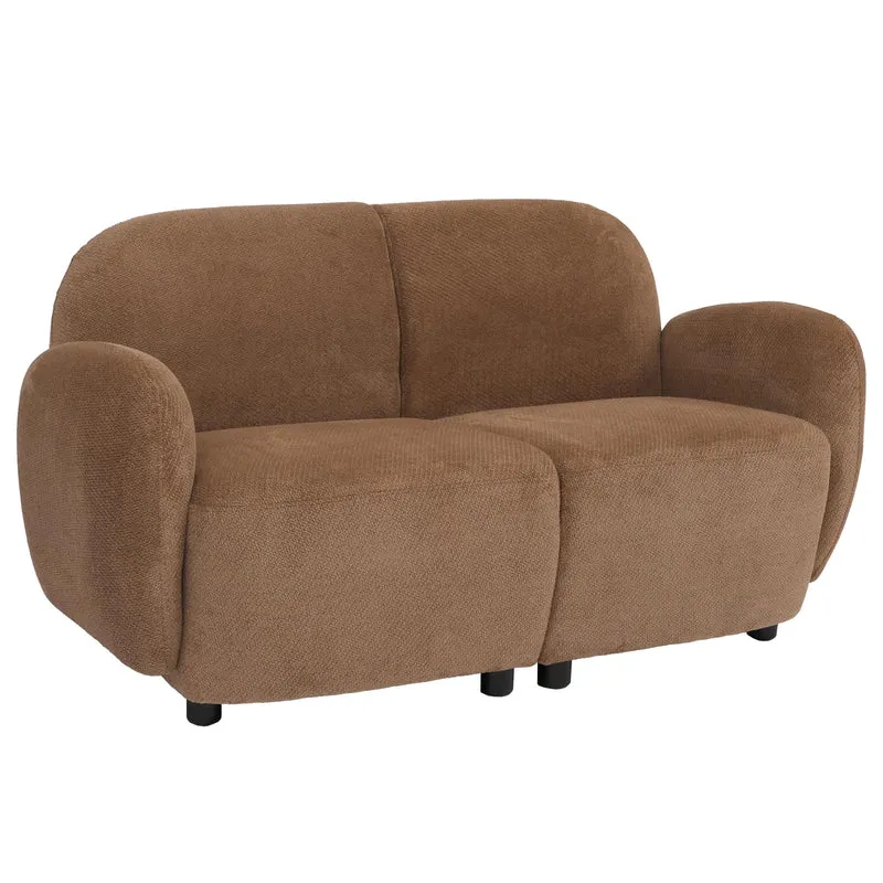 Canapé 2 places canapé lounge avec accoudoirs avec formes arrondies en tissu chenille marron 04_0009022