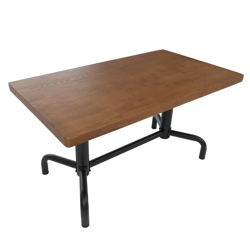 Table à manger style industrie 140 x 80 cm en bois finition naturelle avec structure acier noire 04_0008979