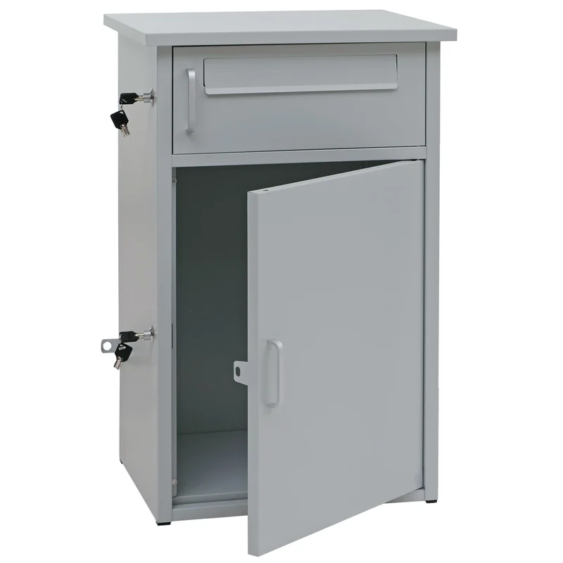 Boîte à colis boîte aux lettres avec compartiment colis station de réception avec 2 compartiments 78 x 49 x 38 cm acier gris clair 04_0009377