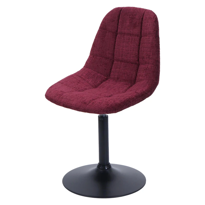 Chaise de salle à manger pivotante 360° en tissu chenille bordeaux pied acier noir mat 04_0009894