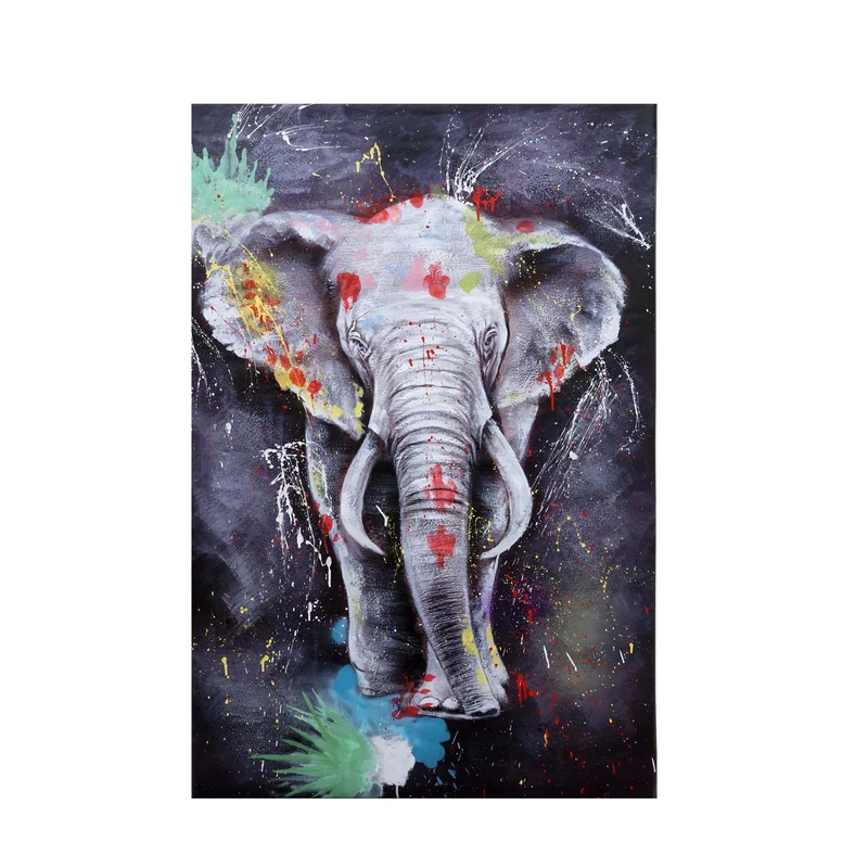 Tableau peinture à l’huile Éléphant toile murale XL peinte à la main 150 x 100 cm 04_0010883