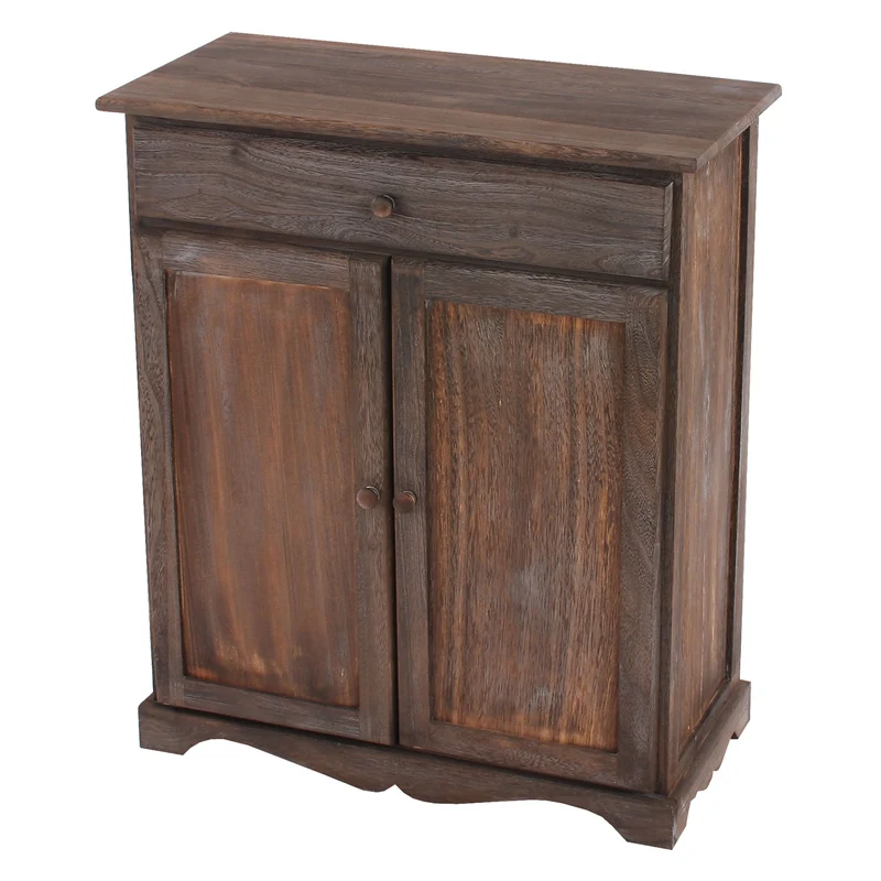 Commode vintage style shabby chic meuble de rangement en bois de paulownia marron avec tiroir et étagères, 78 x 66 x 33 cm 04_0011440