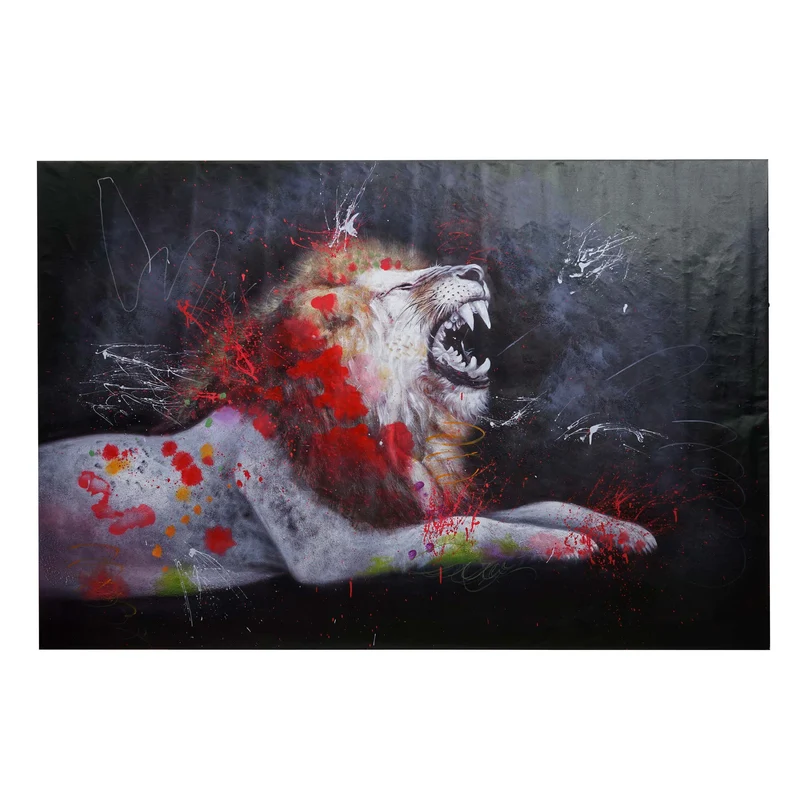 Tableau XL lion peinture à l’huile sur toile tableau mural peint à la main 100 x 150 cm 04_0010893