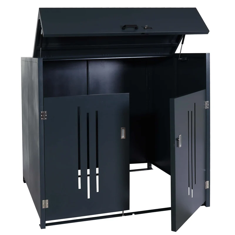 Abris poubelles verrouillable conteneur jusqu'à 1100L 154x160x136 cm acier 04_0008247