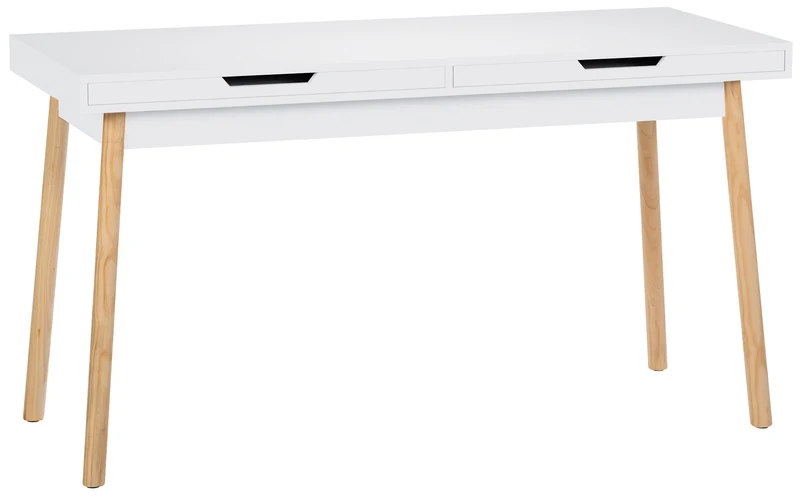 Bureau moderne blanc et chêne avec deux tiroirs 140 cm – Style scandinave 10_0009195